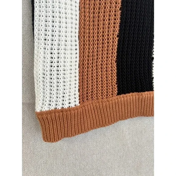 Mod Boutique‎ Striped Knit Sweater Vest Tank Top Women Medium Brown Black White - Picture 5 of 7
